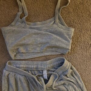ALO Yoga Light Gray Ribbed set!!